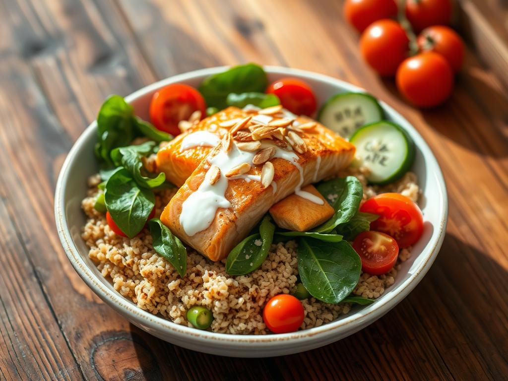 salmon quinoa bowl